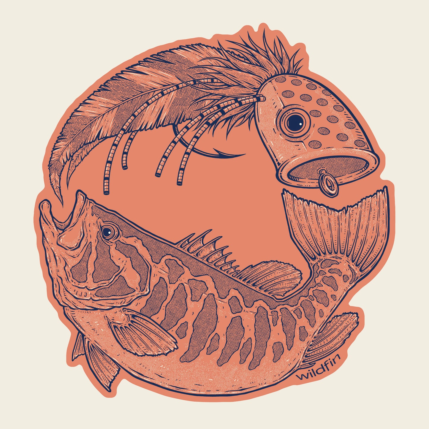 4" Smallie Chasing Popper Sticker