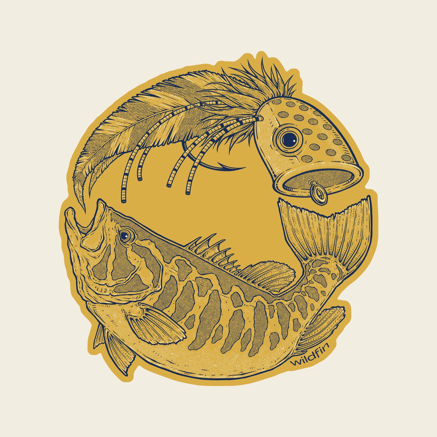 3" Yellow Smallie Chasing Popper Sticker