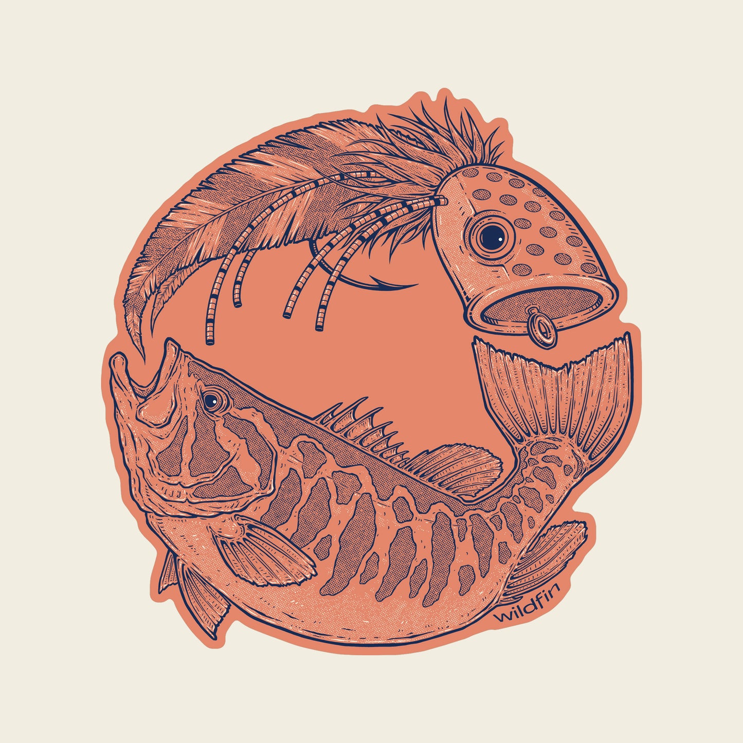 3" Smallie Chasing Popper Sticker
